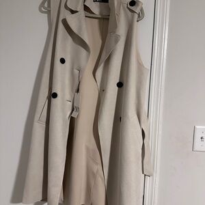 Stylish Cream Sleeveless Double Breasted Coat Vest
